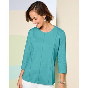 DRAPER'S & DAMON'S Ladder Stitch Tee‎ In Maral Blue - Size Large